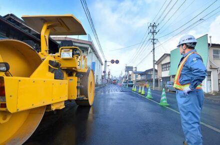 道路工事現場の警備員
